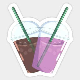 Iced Coffee & Pink Milk Heart Sticker